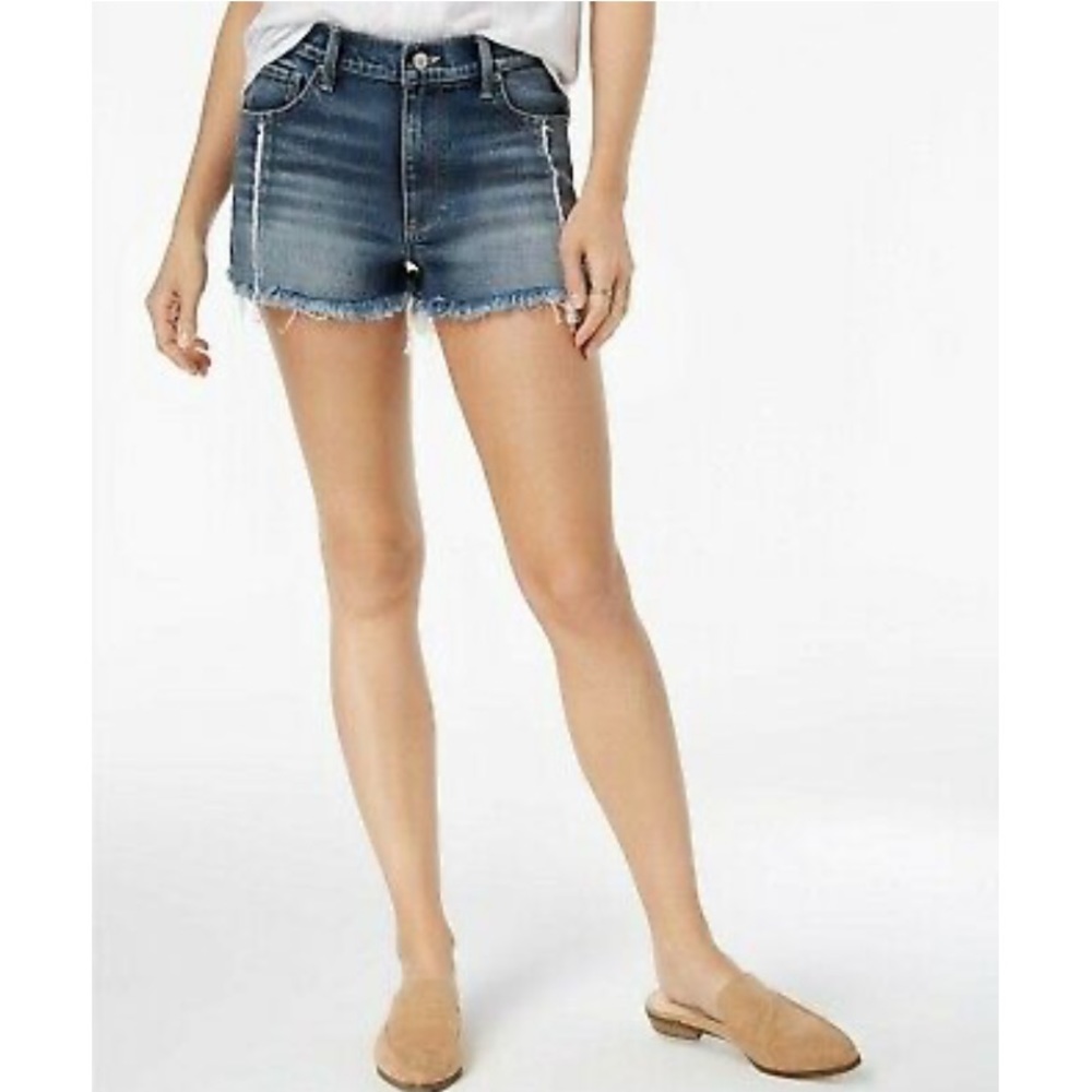Lucky Brand The High Rise Shortie Denim Jeans Cutoff Shorts Raw Hem Front Crease